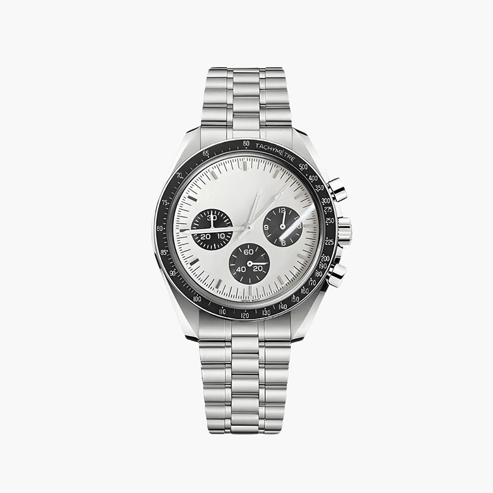 Cronógrafo Clásico 42 mm – Esfera Blanca