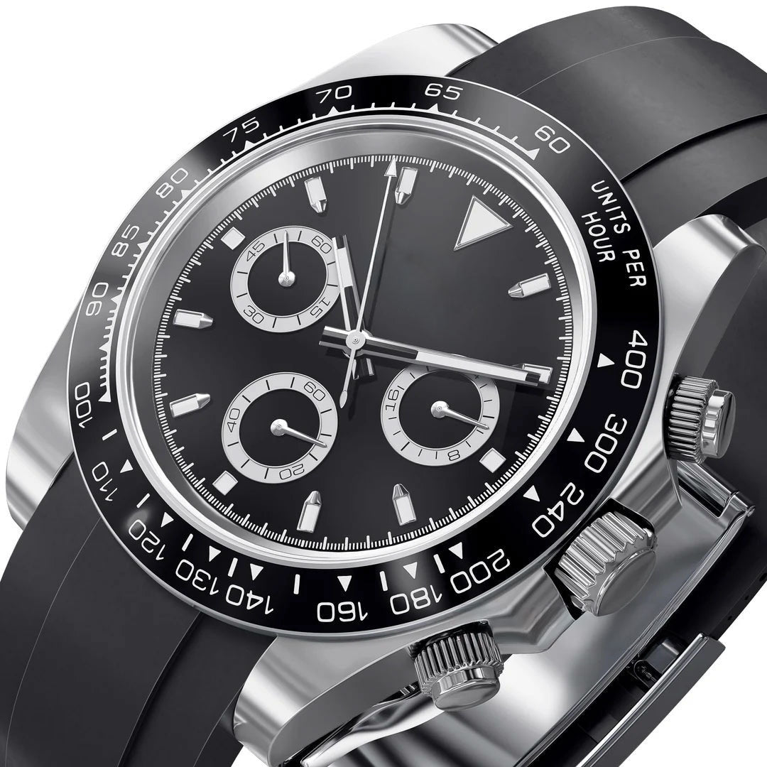 Racing Chronograph 40 mm – Sort, Gummirem