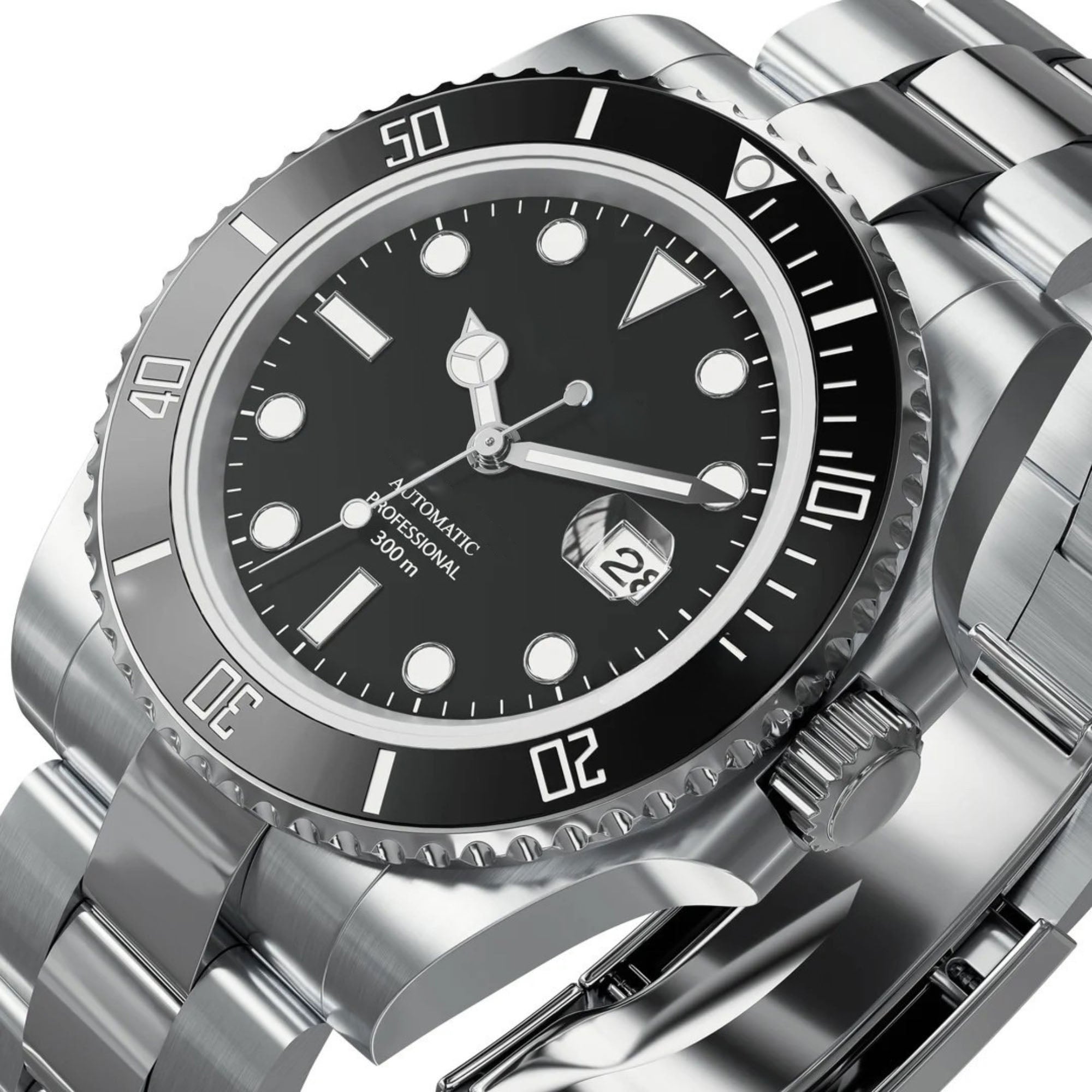 Automatisk Dykkerklokke 40 mm – Sort (Klassisk)