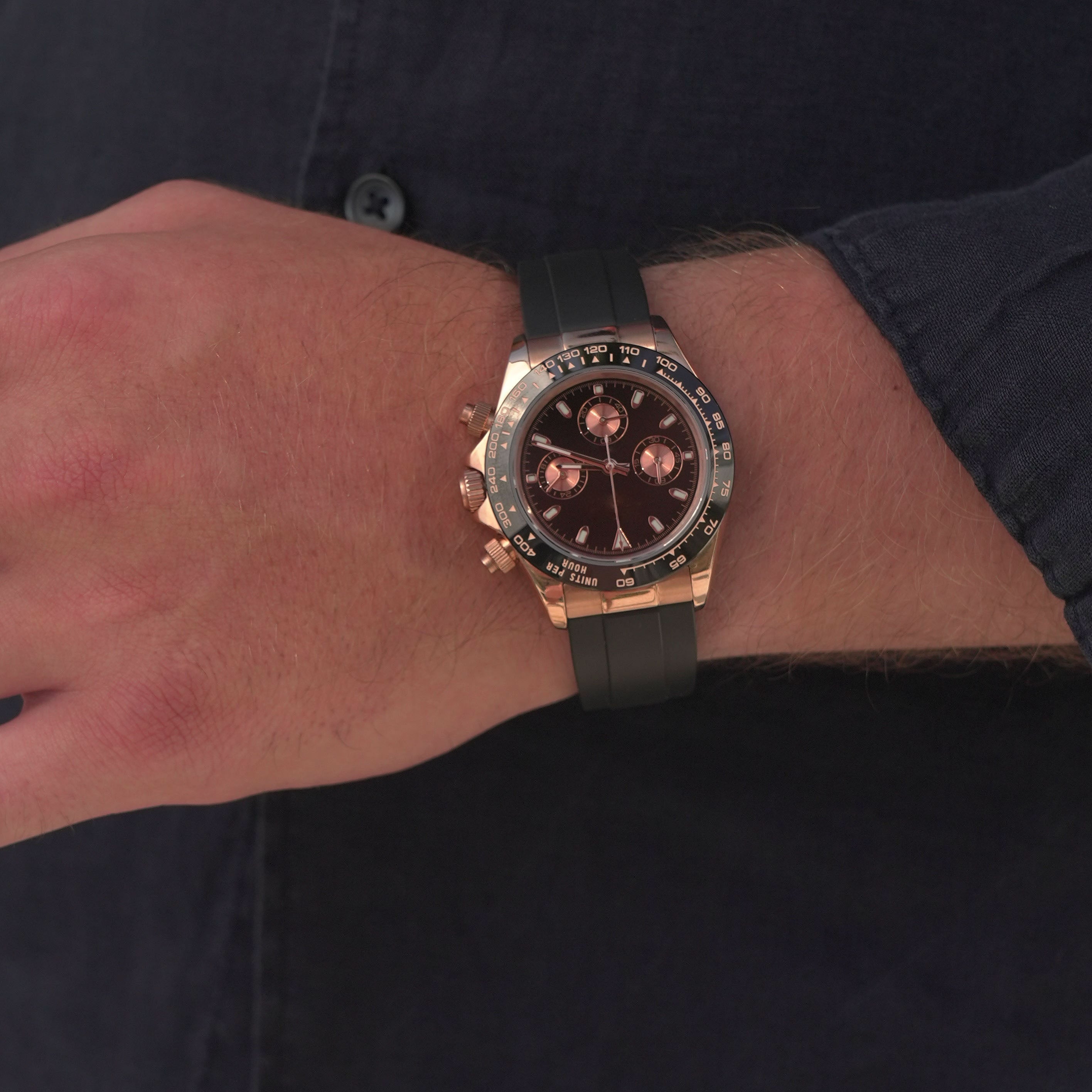 Racing Chronograph 40 mm – Rosegull, Gummirem