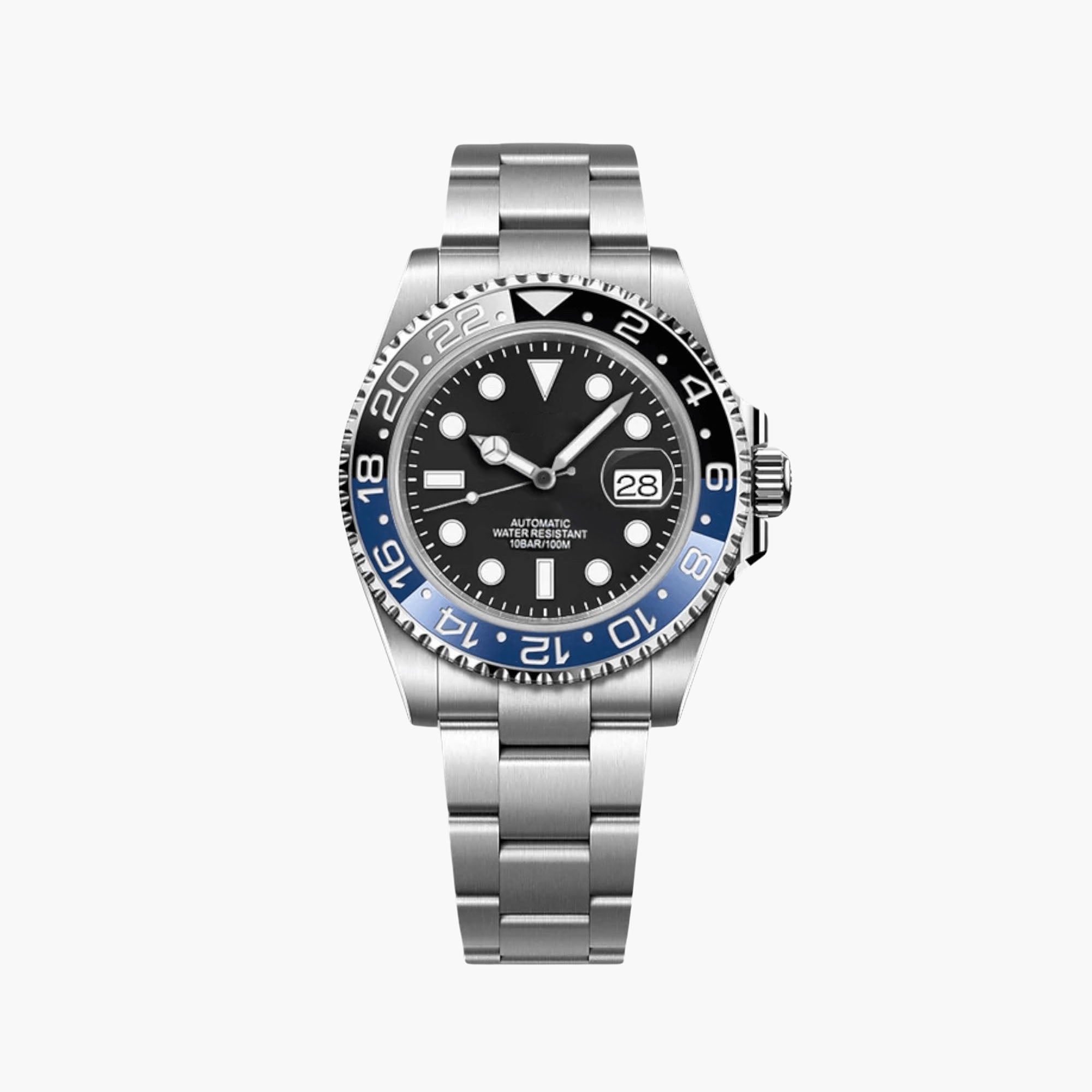 Reloj automático 40 mm – Bisel negro/azul, brazalete de acero