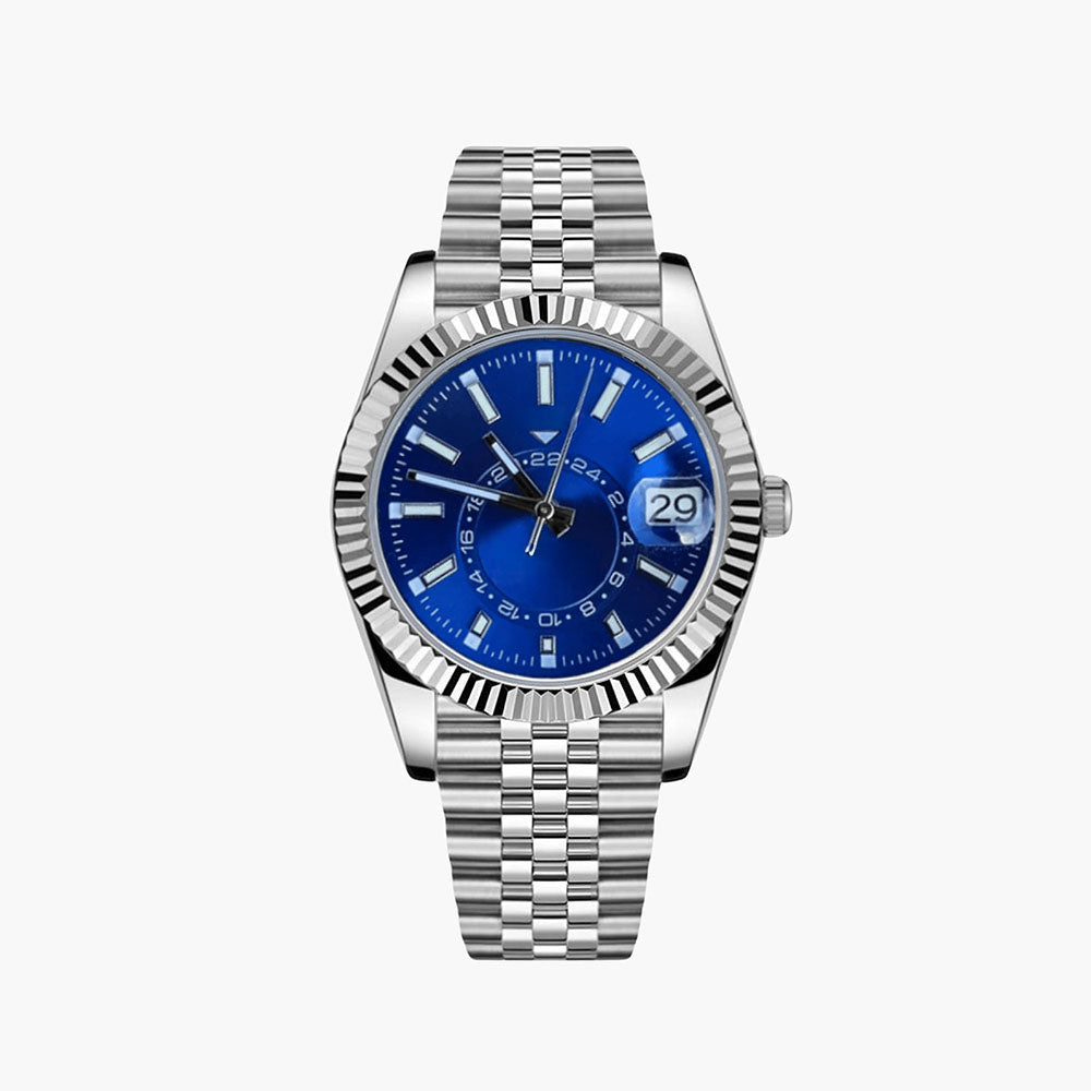 Reloj de vestir automático con fecha – Azul