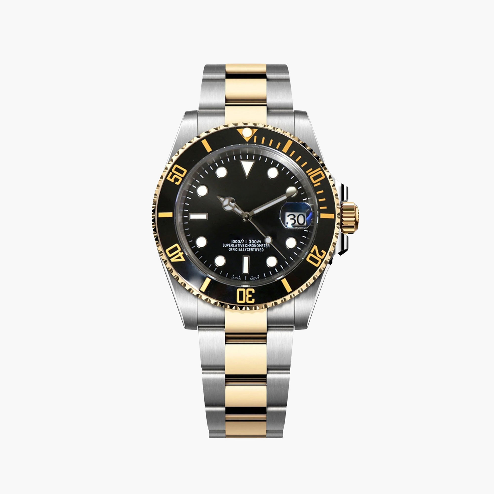 Automatisk Dykkerklokke 40 mm – Sort, Tofarget