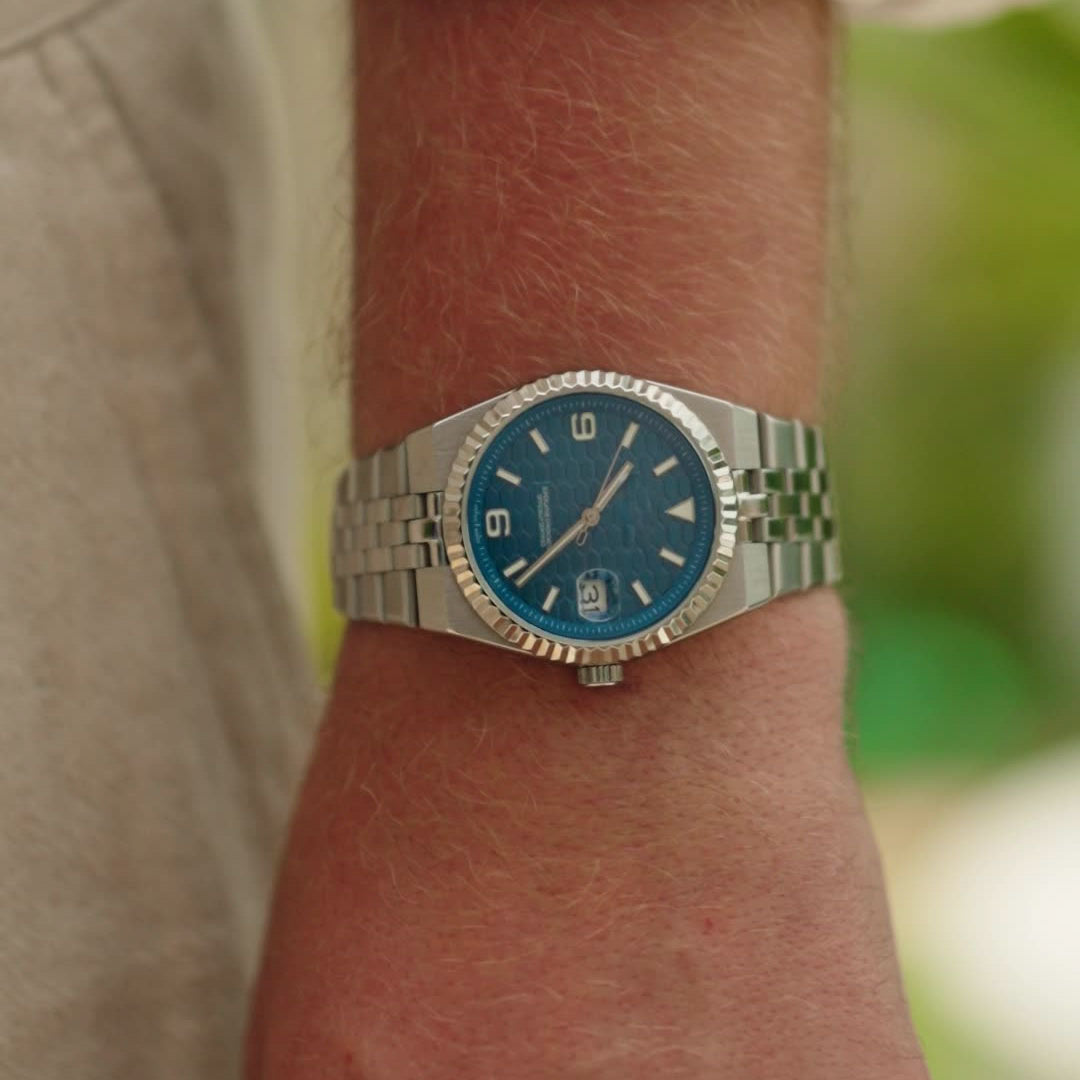 Klassisk Automatklokke 40 mm – Blå Skive